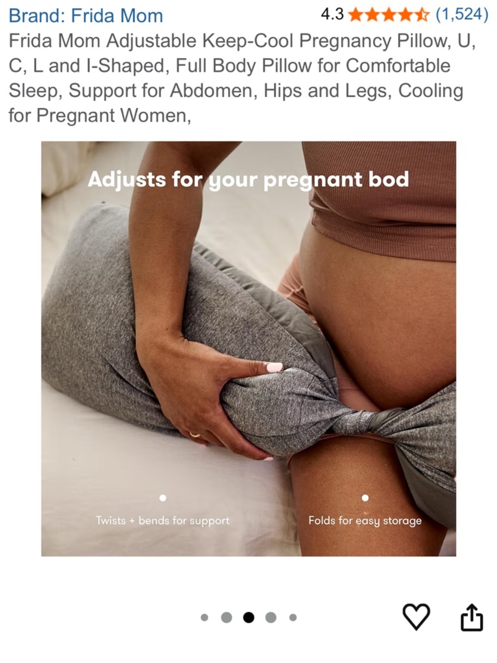 Frida Mom Keep Cool Gray Maternity & Nursing Pillow - Comfortable Support EUC - Picture 5 of 9